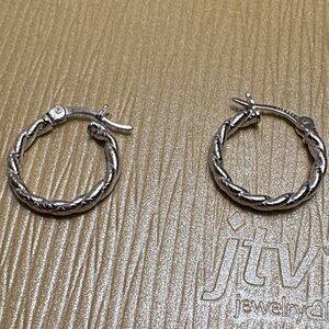 JTV Twisted Silver Hoop Earrings